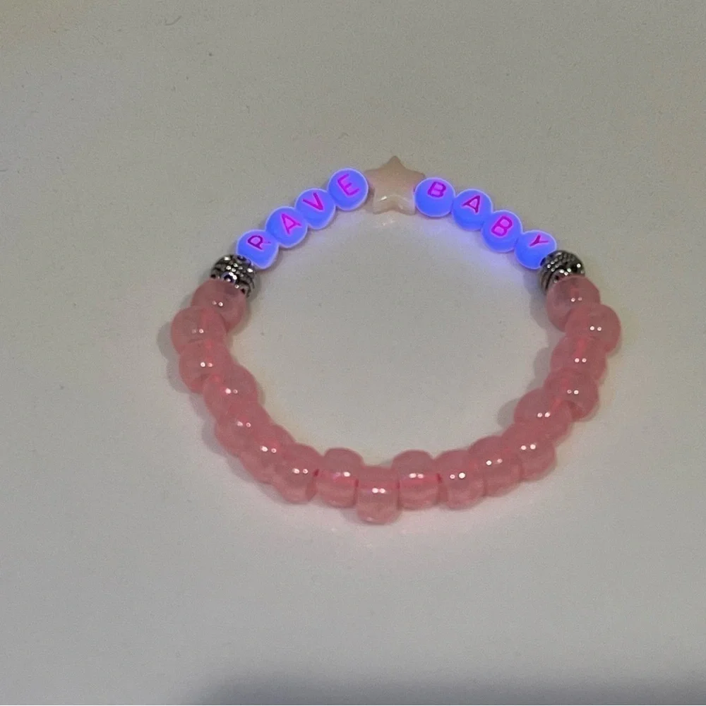 Kandi Swiftie glow in the dark festival concert bracelet RAVE BABY, OOAK